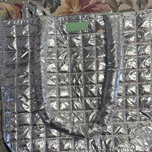 Clinique Metallic Silver Quilted Tote